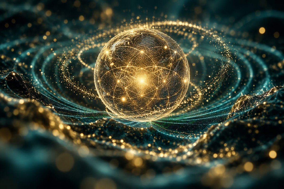 Stable spherical pattern emerging from a cloud of luminous particles